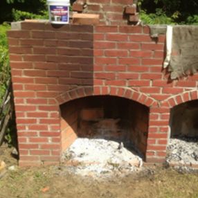 Masonry Cleaning in Front of Fireplace